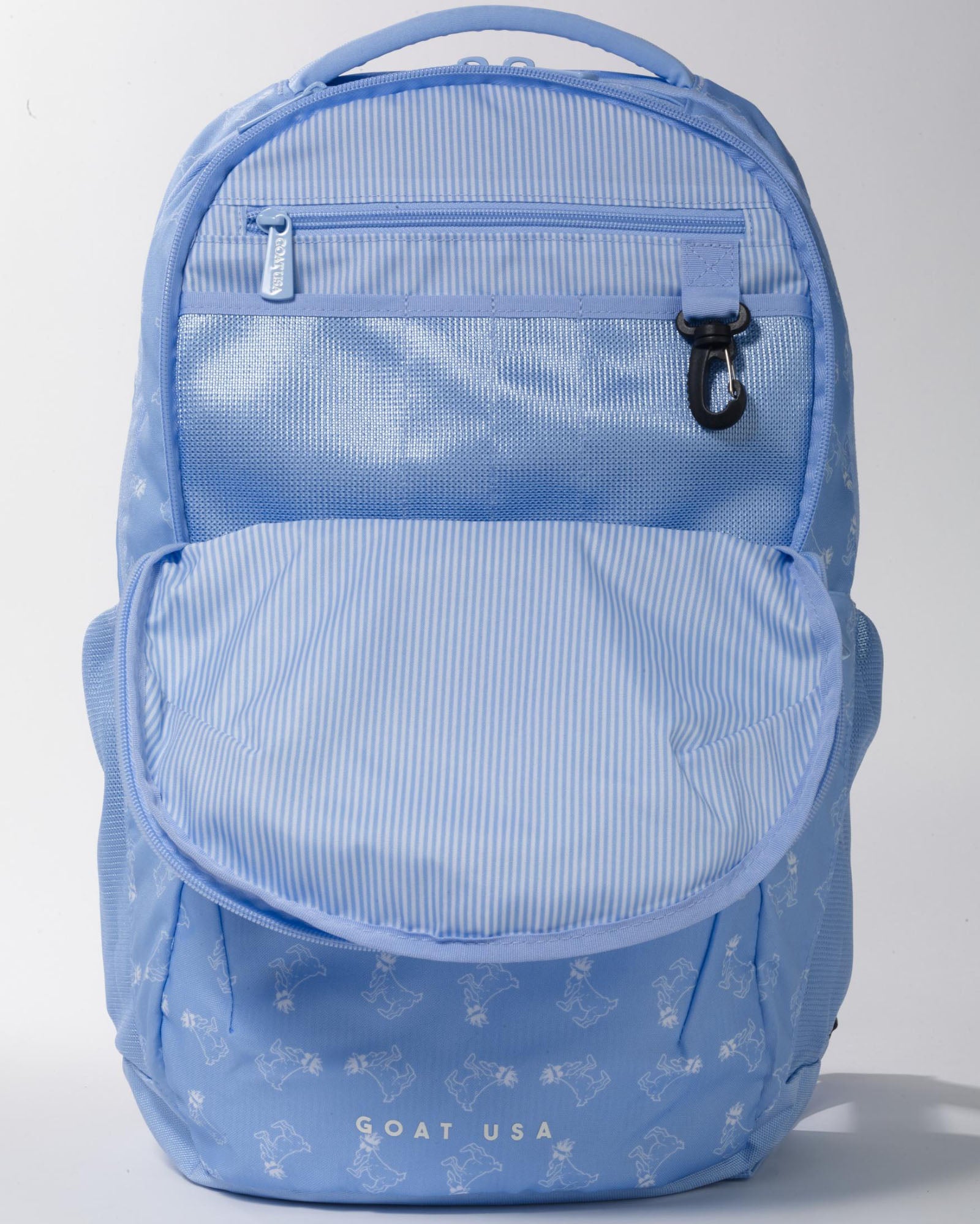Carolina blue backpack showcasing the inner lining#color_carolina-blue