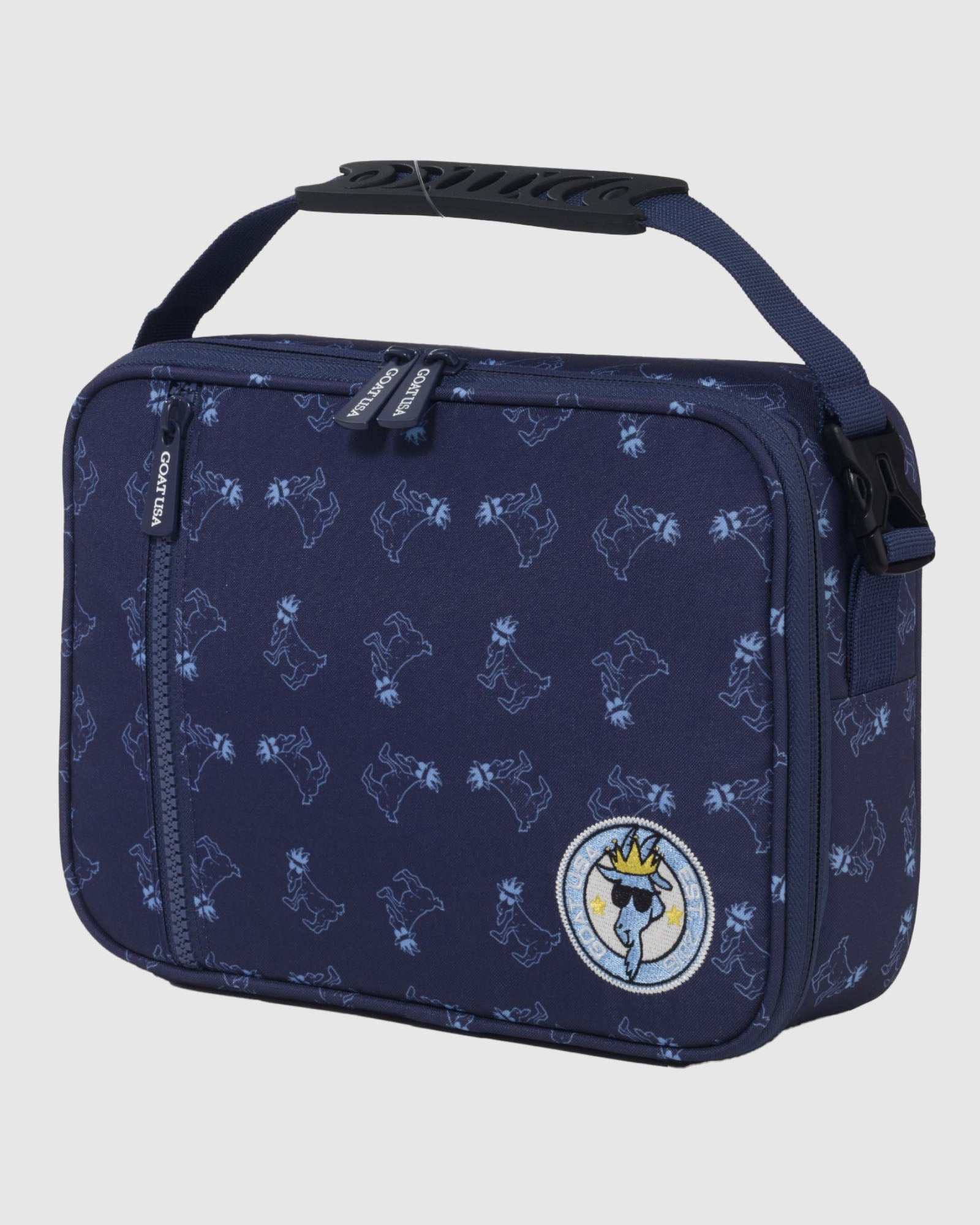 Angled view of Navy lunchbox#color_navy