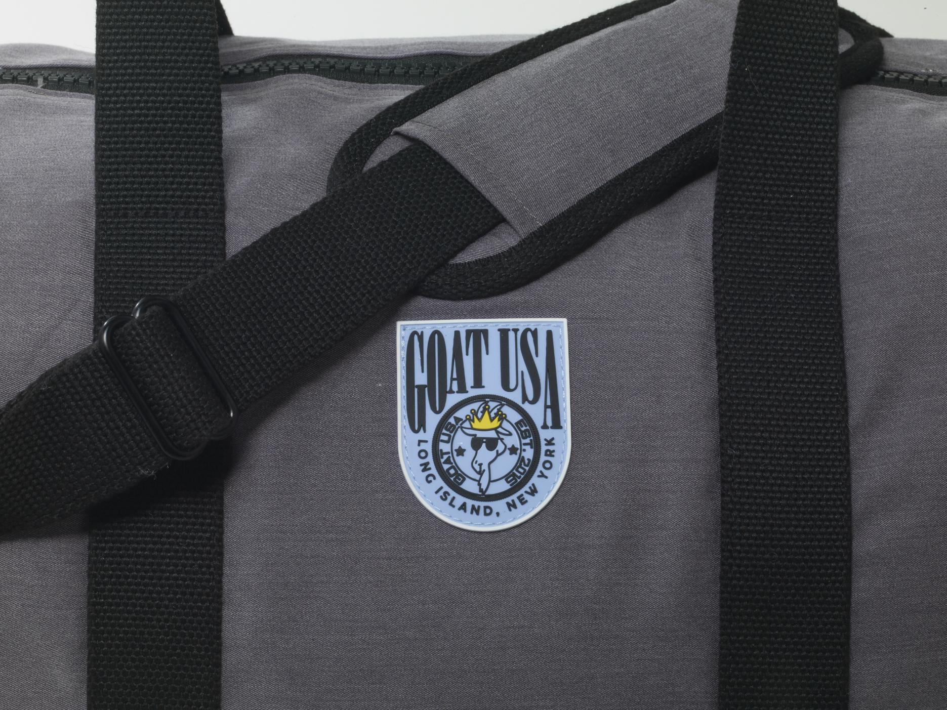 Close up of duffle bag logo#color_gray