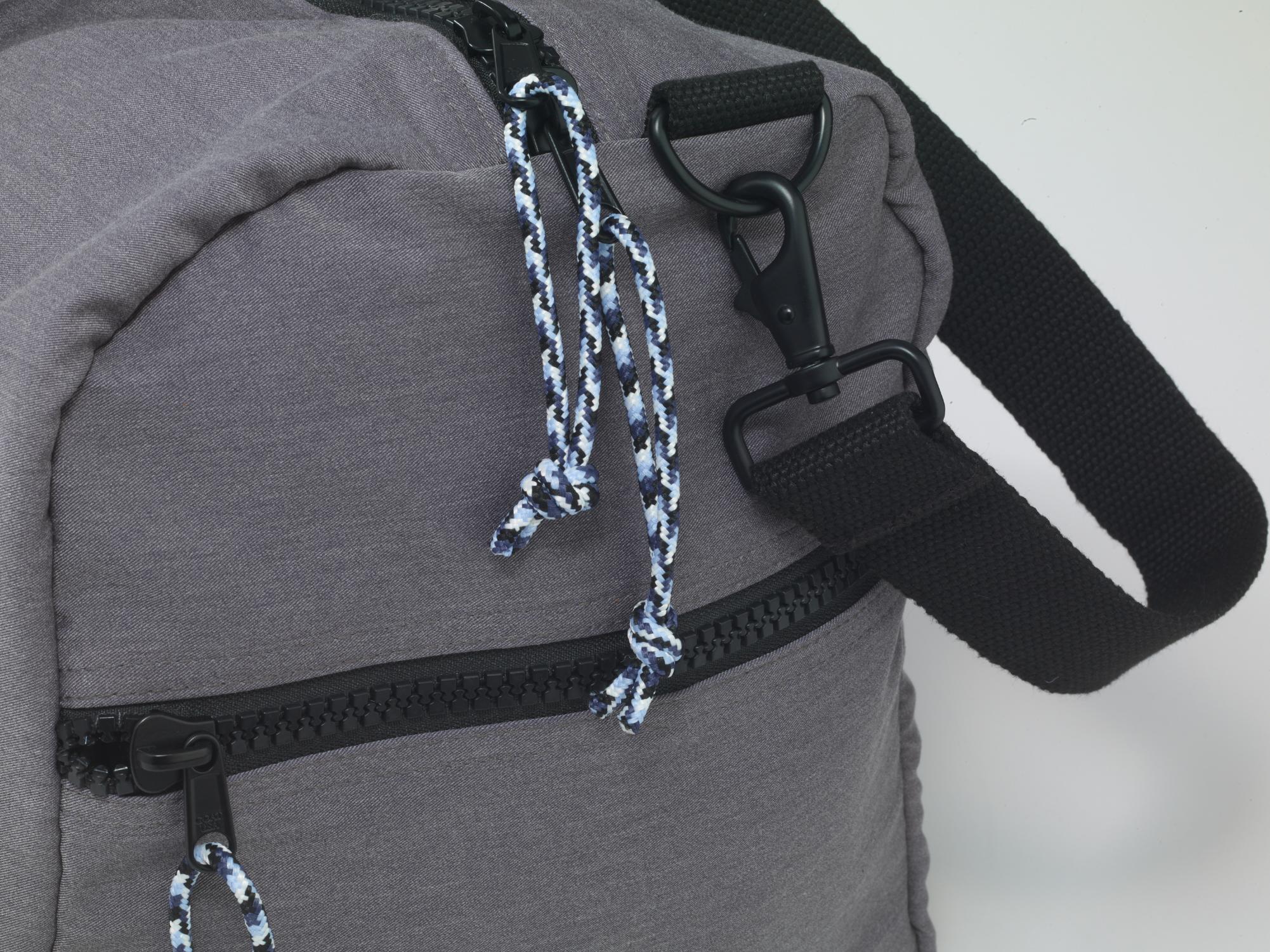 Close up of duffle bag zipper#color_gray