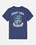 Back of navy back the blue t-shirt with cop goat graphic