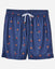 Front of navy mesh shorts with basketball goat print