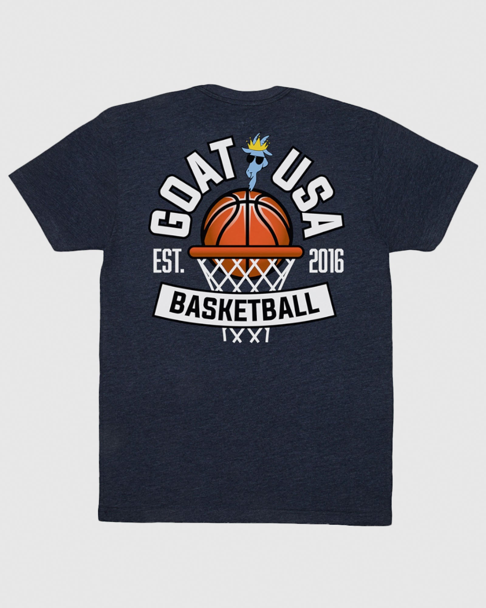 (Back)Navy t-shirt with GOAT USA Basketball graphic#color_navy