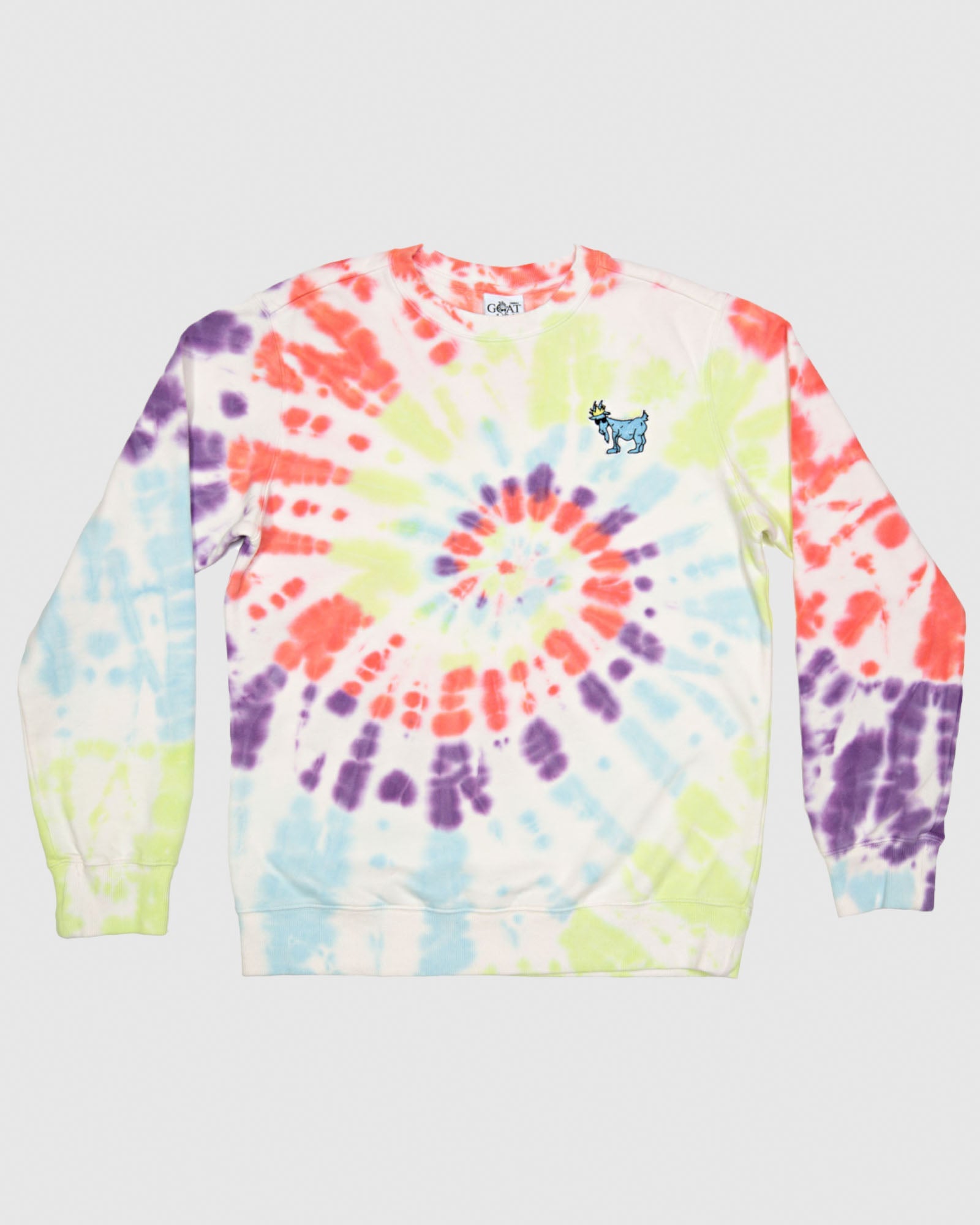 (Front)Tie-dye crewneck with left chest goat logo#color_tie-dye