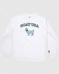 (Front)White crewneck with big goat graphic