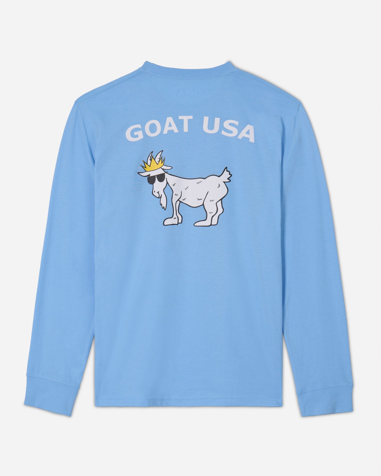 (Back)Carolina Blue long sleeve with big goat graphic#color_carolina-blue