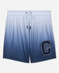 Front of navy fade mesh shorts