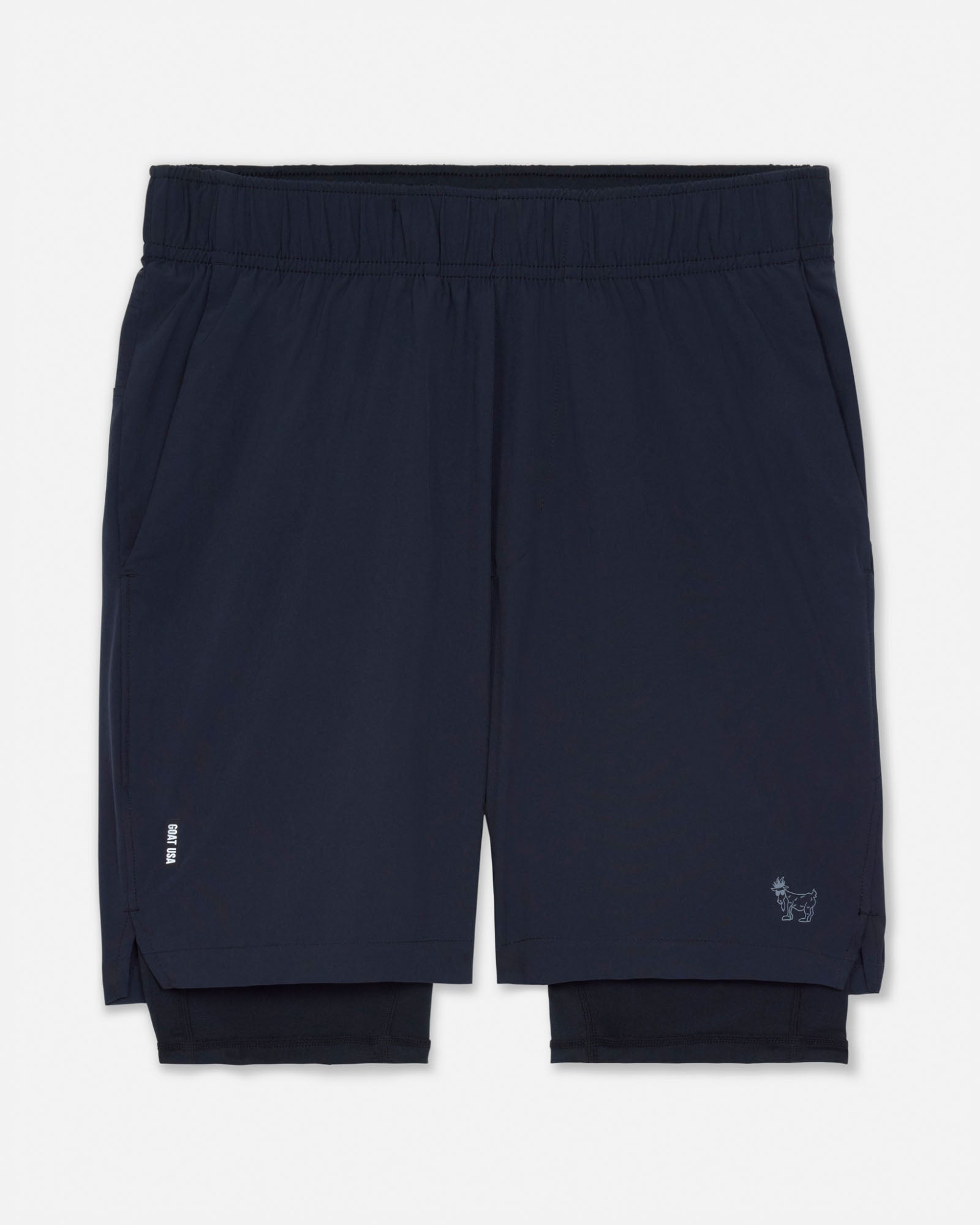 Black athletic shorts on a white background#color_black