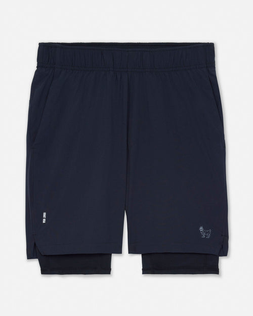 Black athletic shorts on a white background#color_black