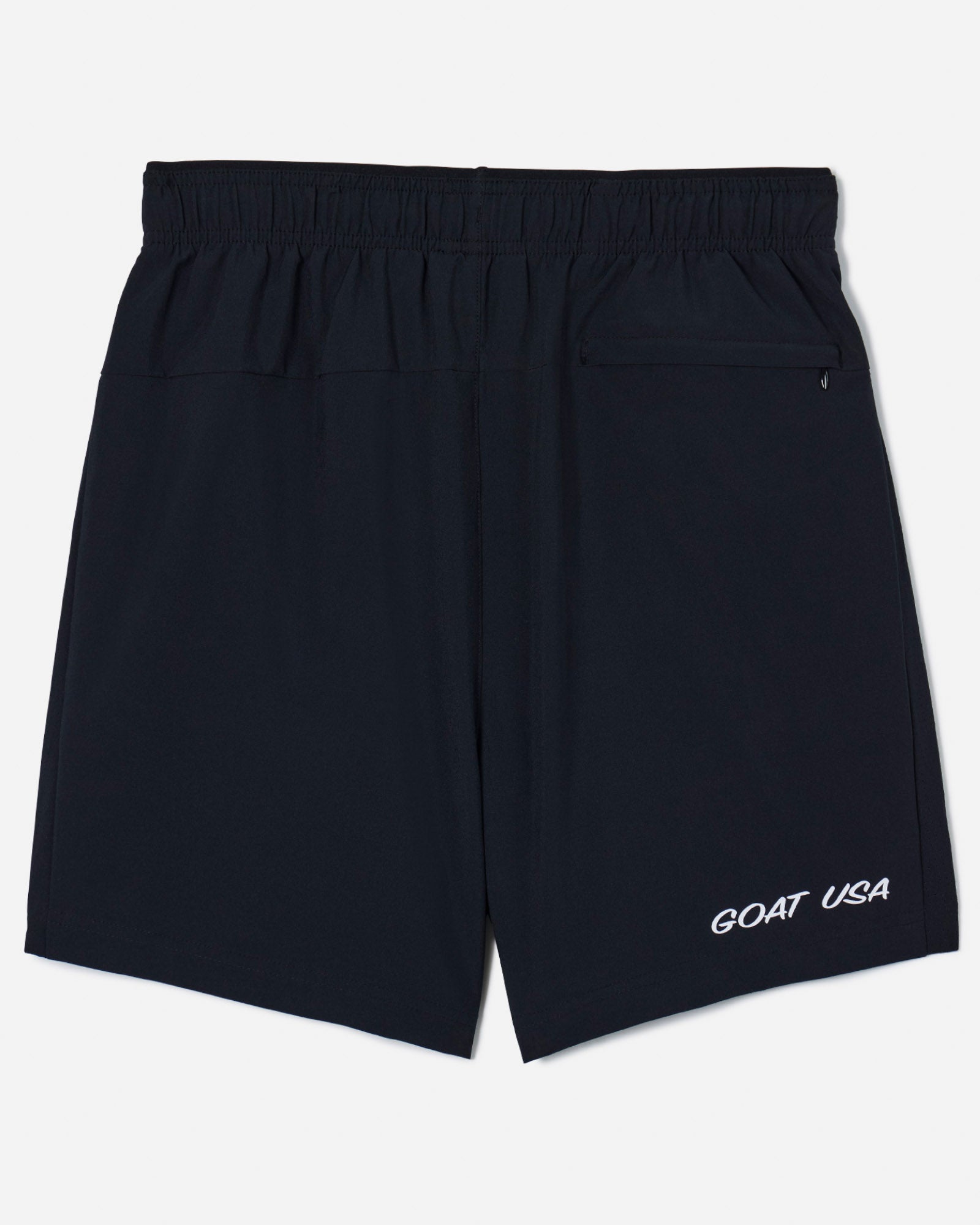 Back of black lined athletic shorts#color_black
