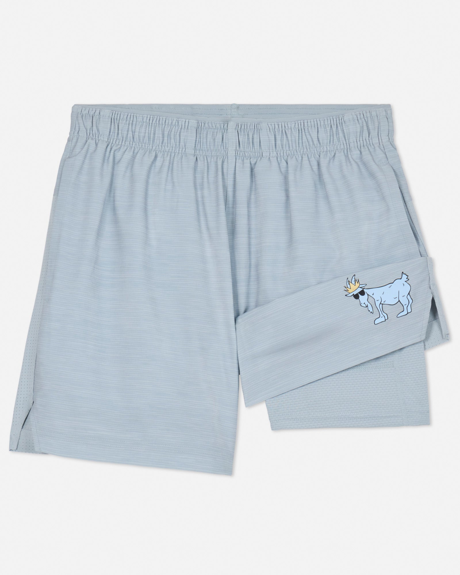 An image highlighting the lining of gray athletic shorts#color_space-dye-gray