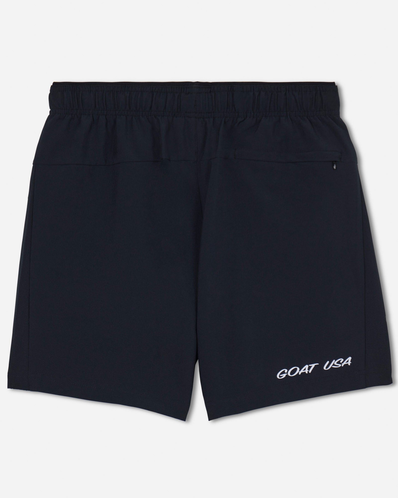 Back of men's black athletic shorts#color_black