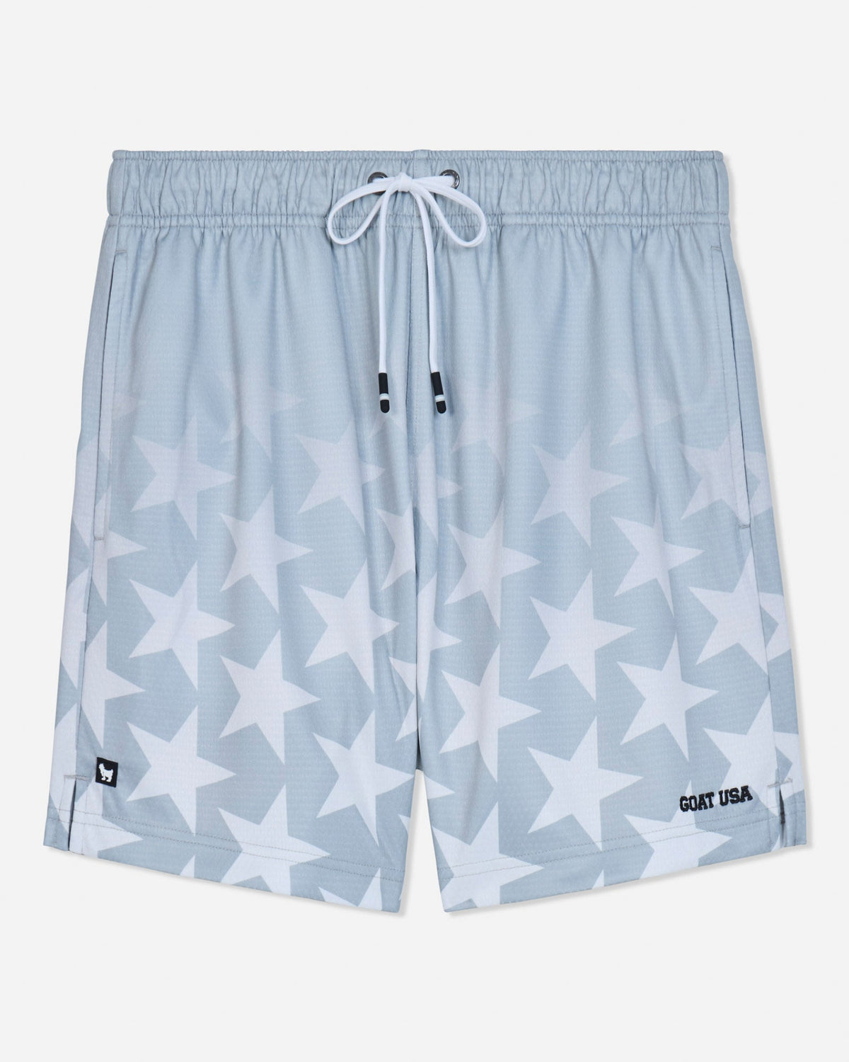 Front of gray mesh shorts with a star pattern#color_gray