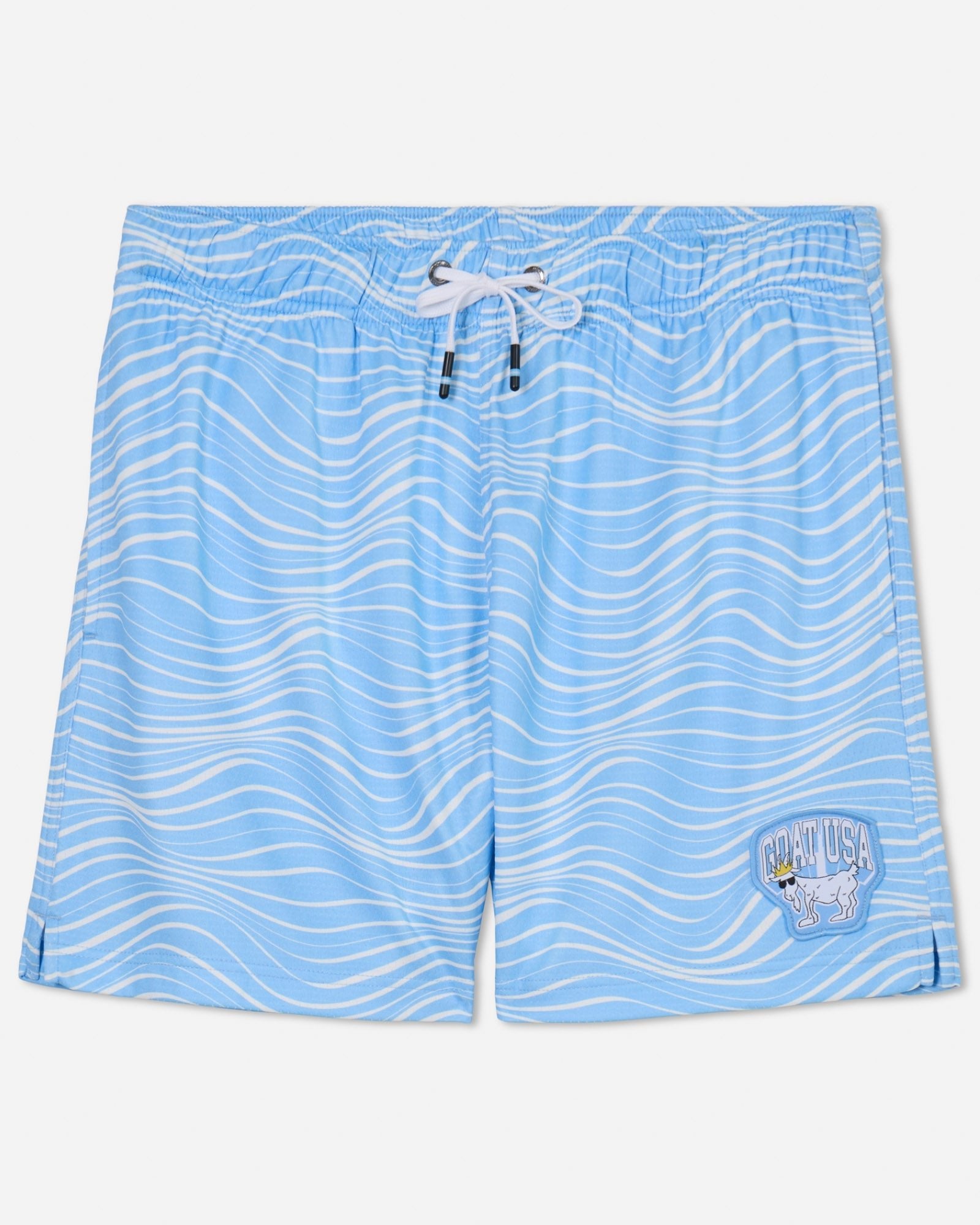 Front of carolina blue mesh shorts with wave design#color_carolina-blue