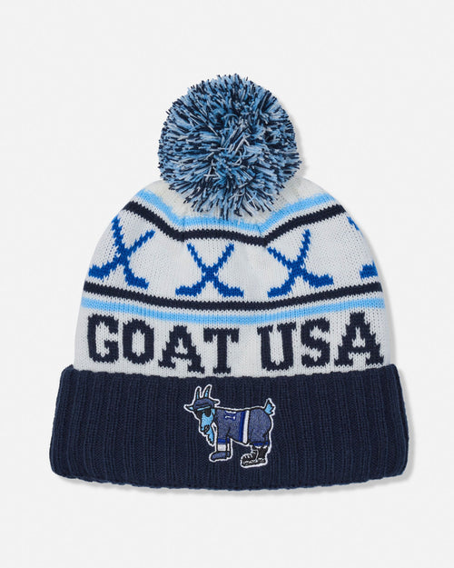 Bucket Head Hockey Sticks Pom Pom Beanie