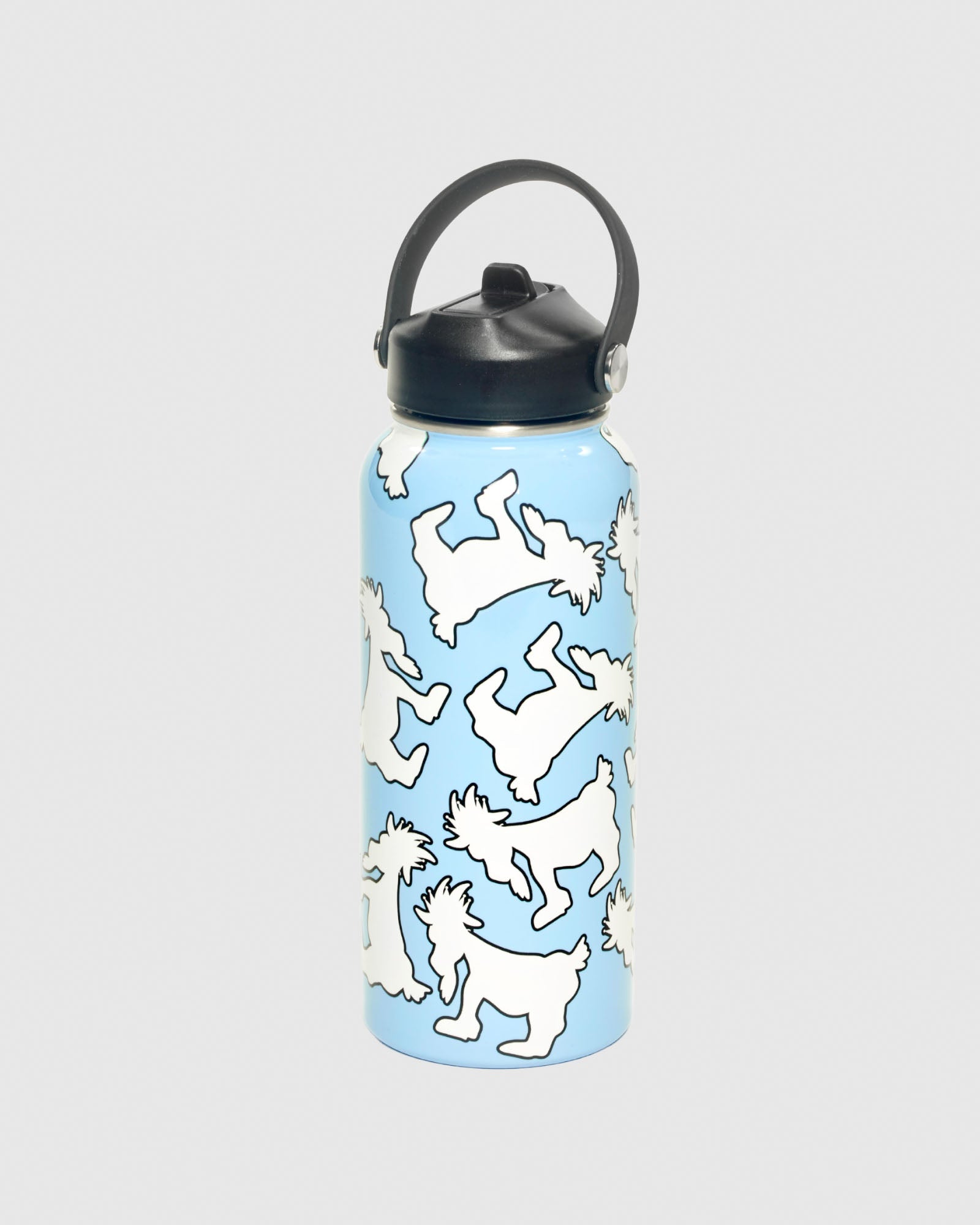 Light blue water bottle with white goat cutouts
