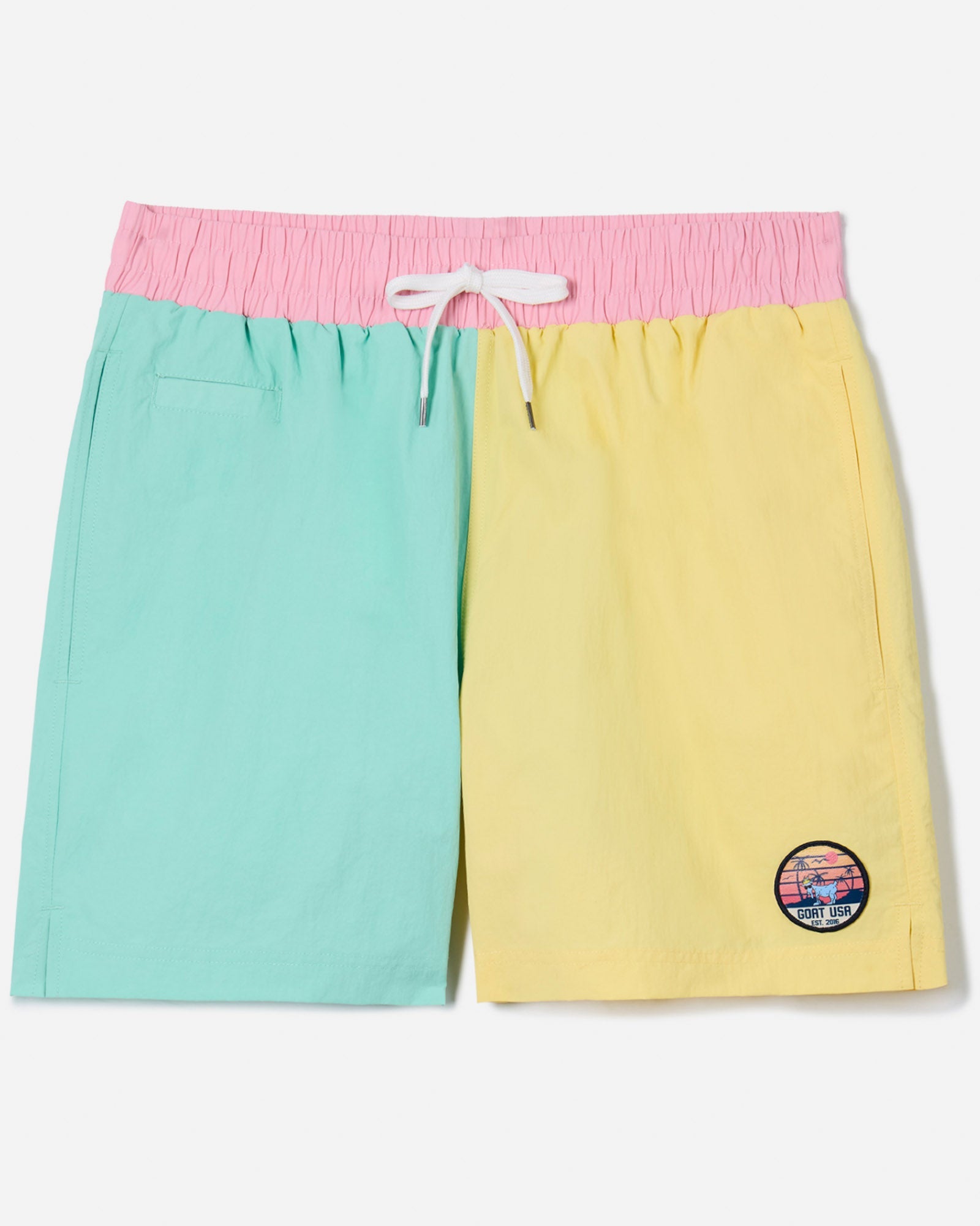 Front of color block bathing suit