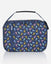 Front of black lunchbox with money goat design