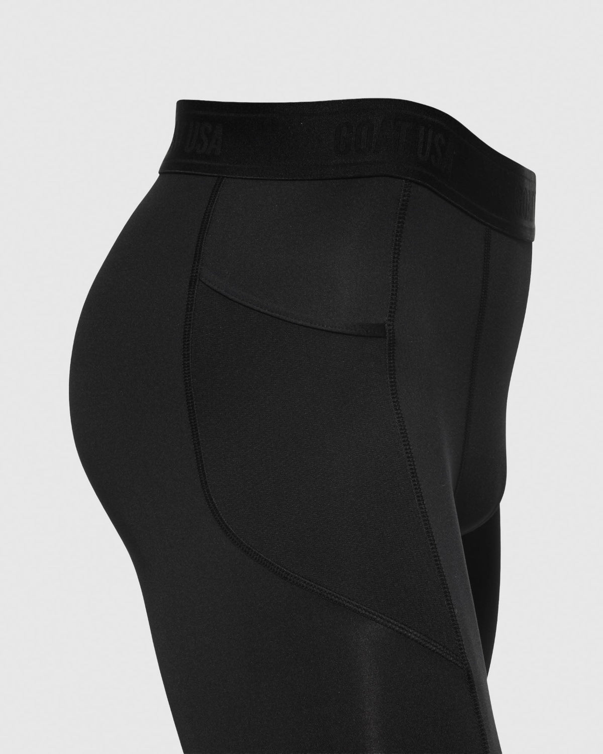 Side of black compression leggings