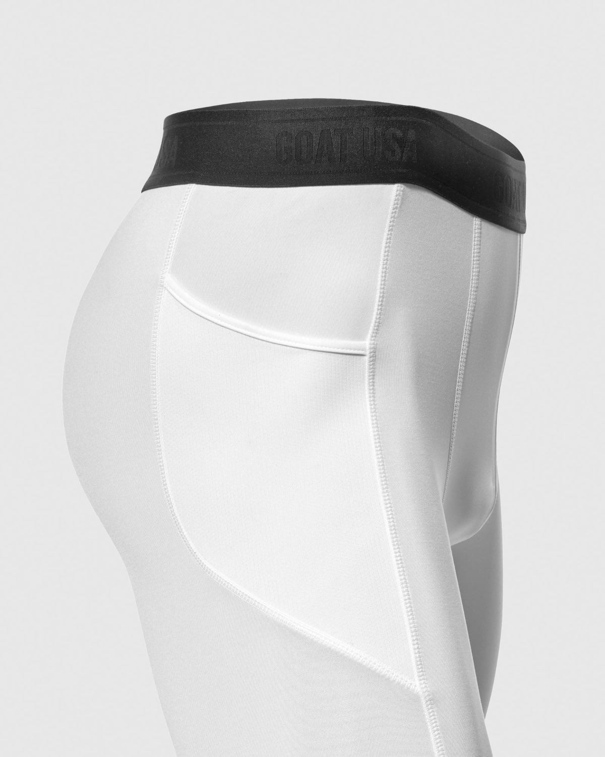 Side pocket of white compression shorts