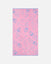 Pink towel with blue goat pattern on a white background
