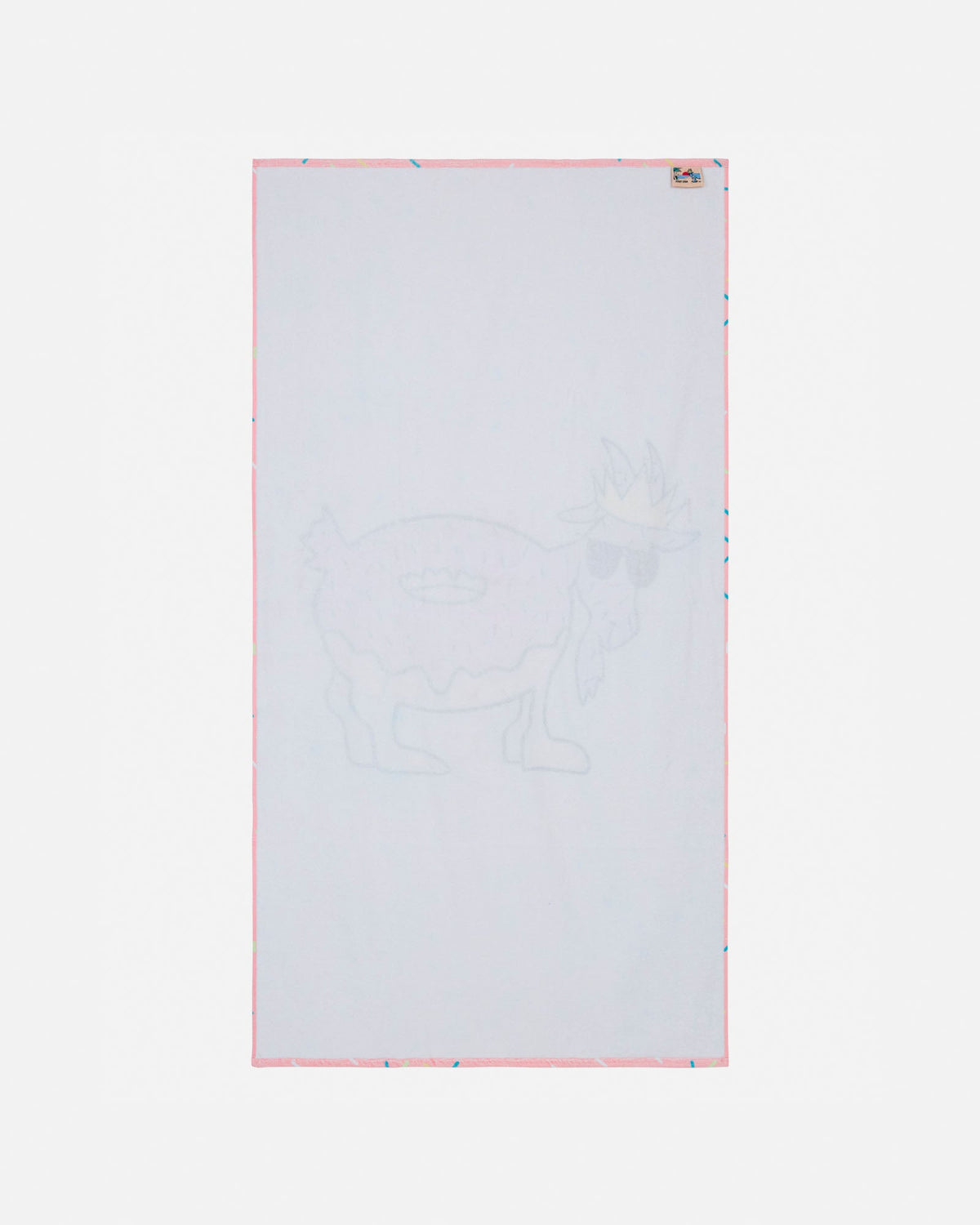 Back of towel with pink border on a white background
