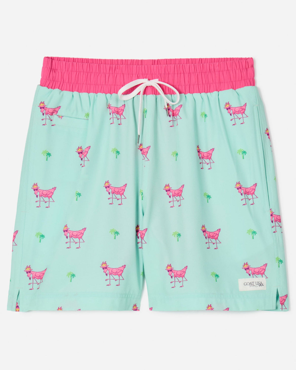 Front of mint FlaminGOAT bathing suit
