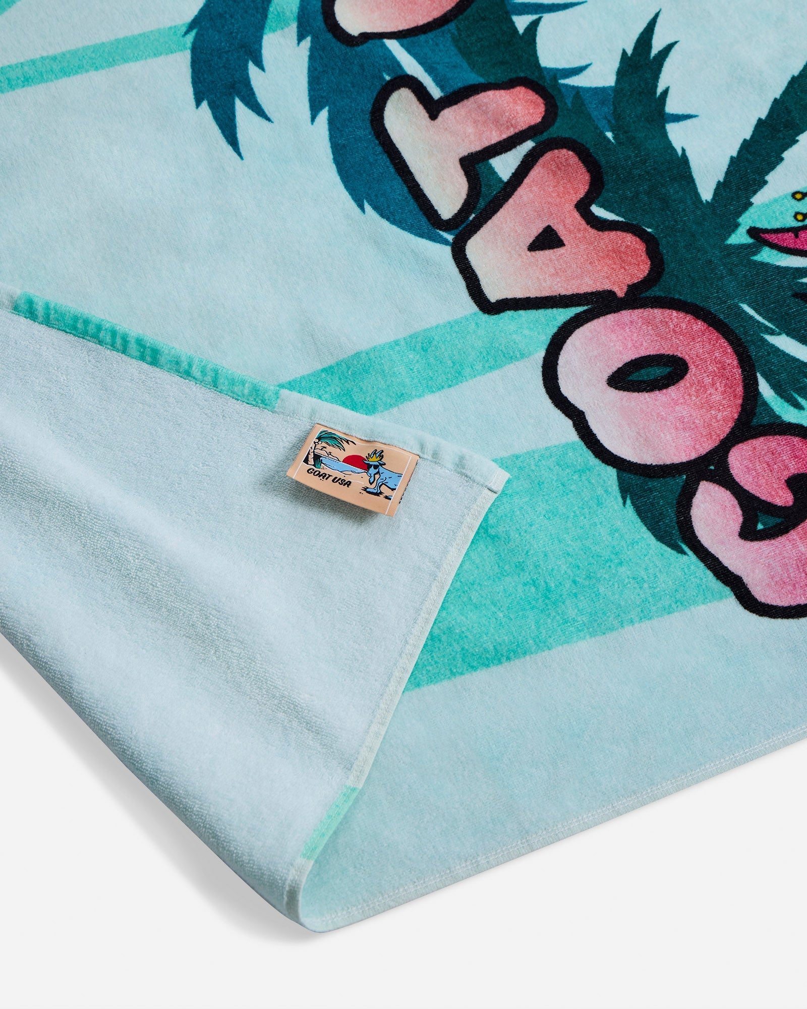 Close-up of mint FlaminGOAT towel