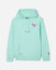 Front of mint-colored FlaminGOAT Hooded Sweatshirt with flamingo GOAT left-chest logo