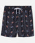 Front of black mesh shorts with football goat print