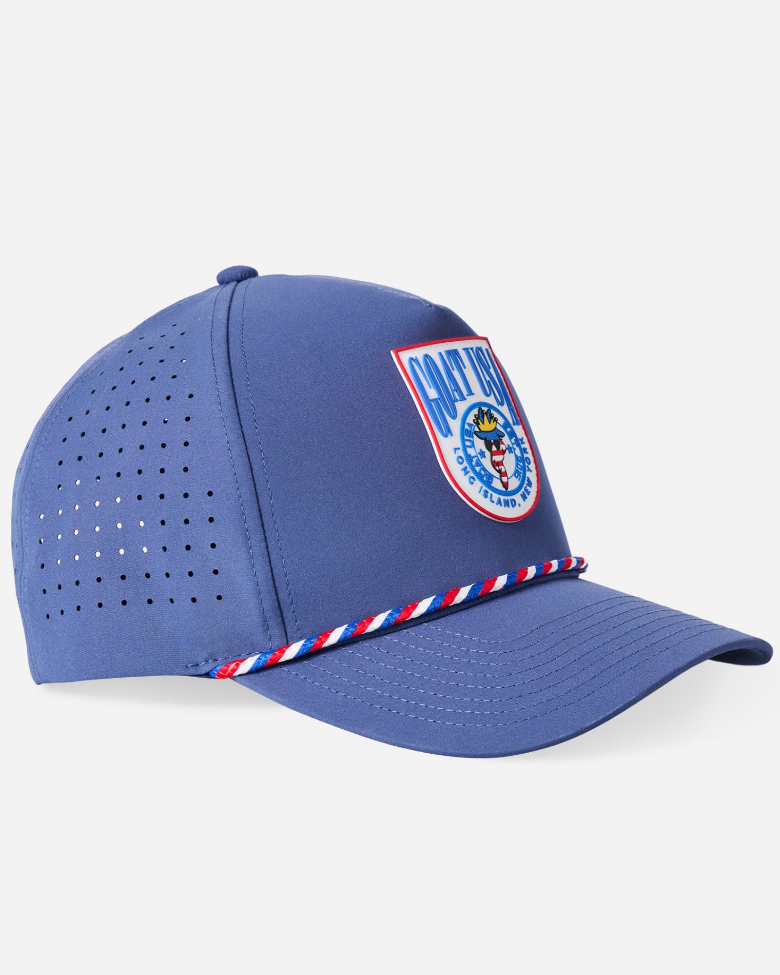 Angled view of freedom athletic trucker hat