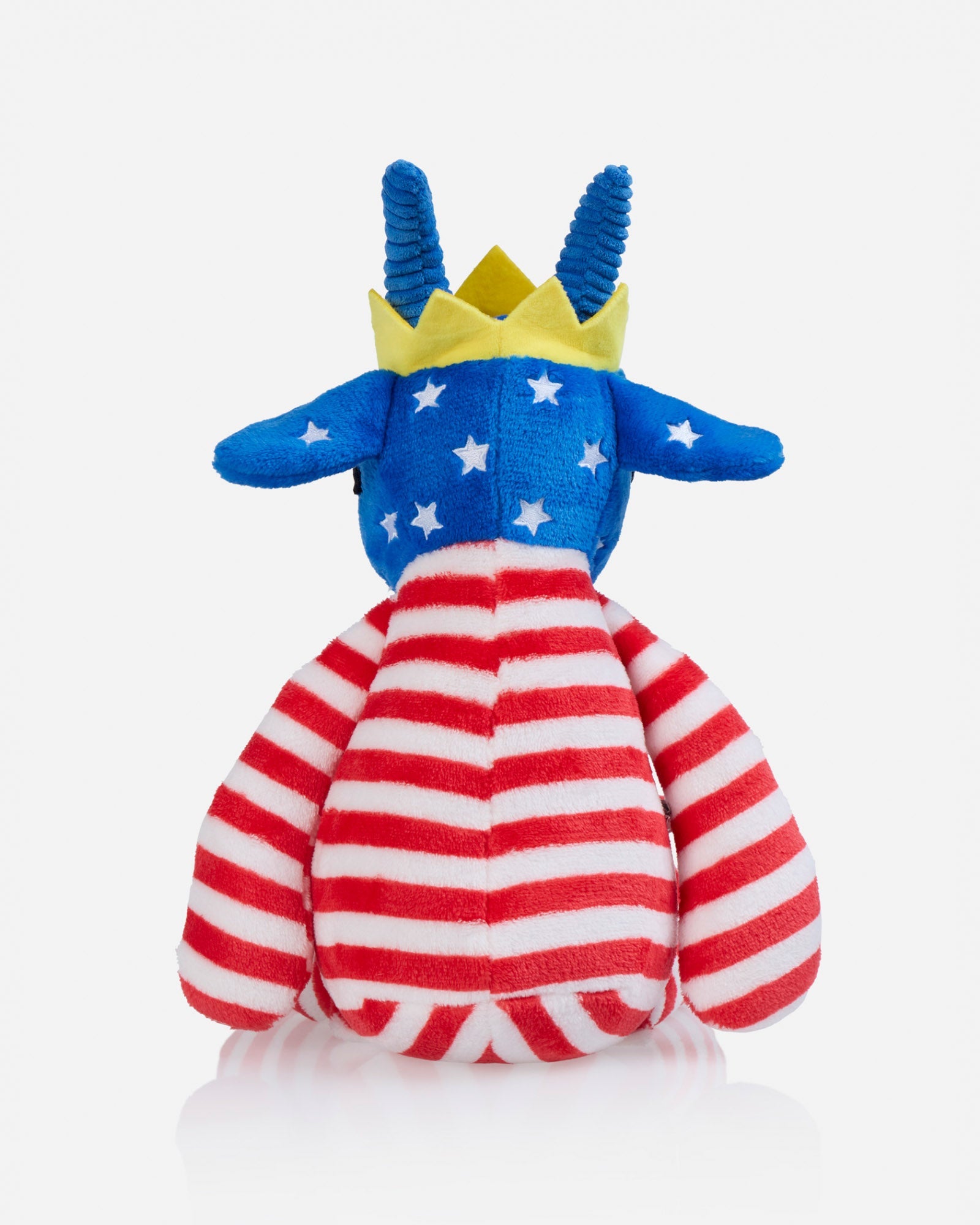 Plush toy with American flag design on a white background