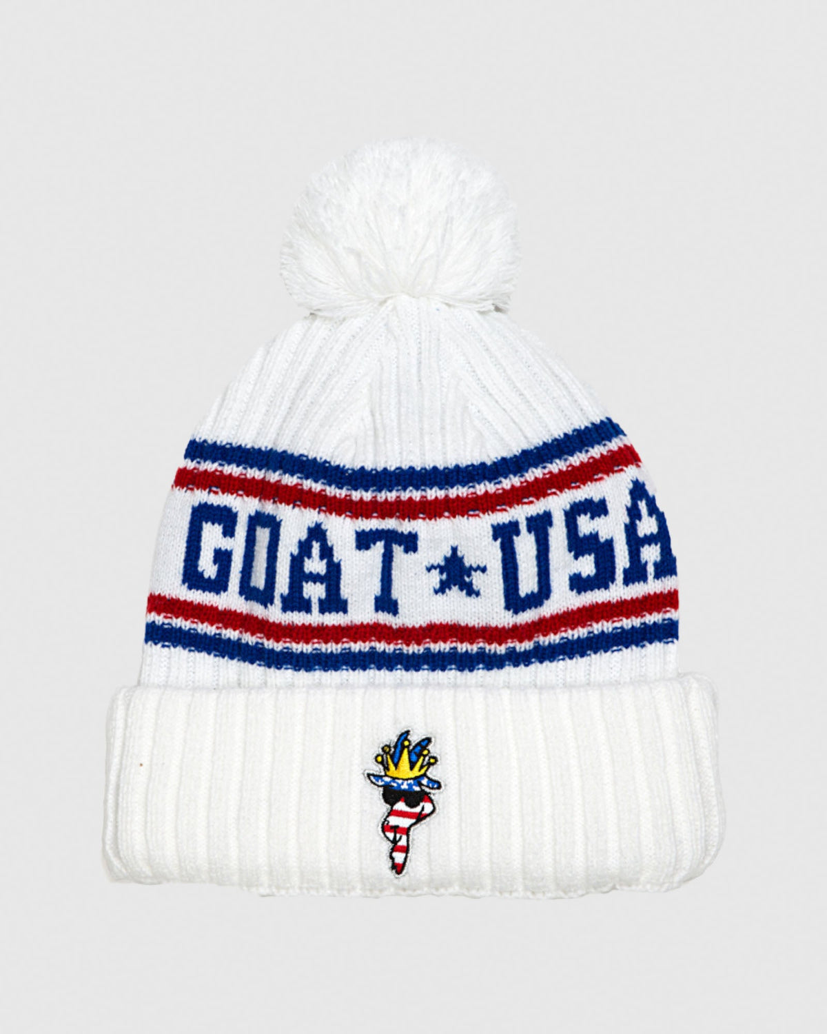 Back of white Freedom Winter Hat