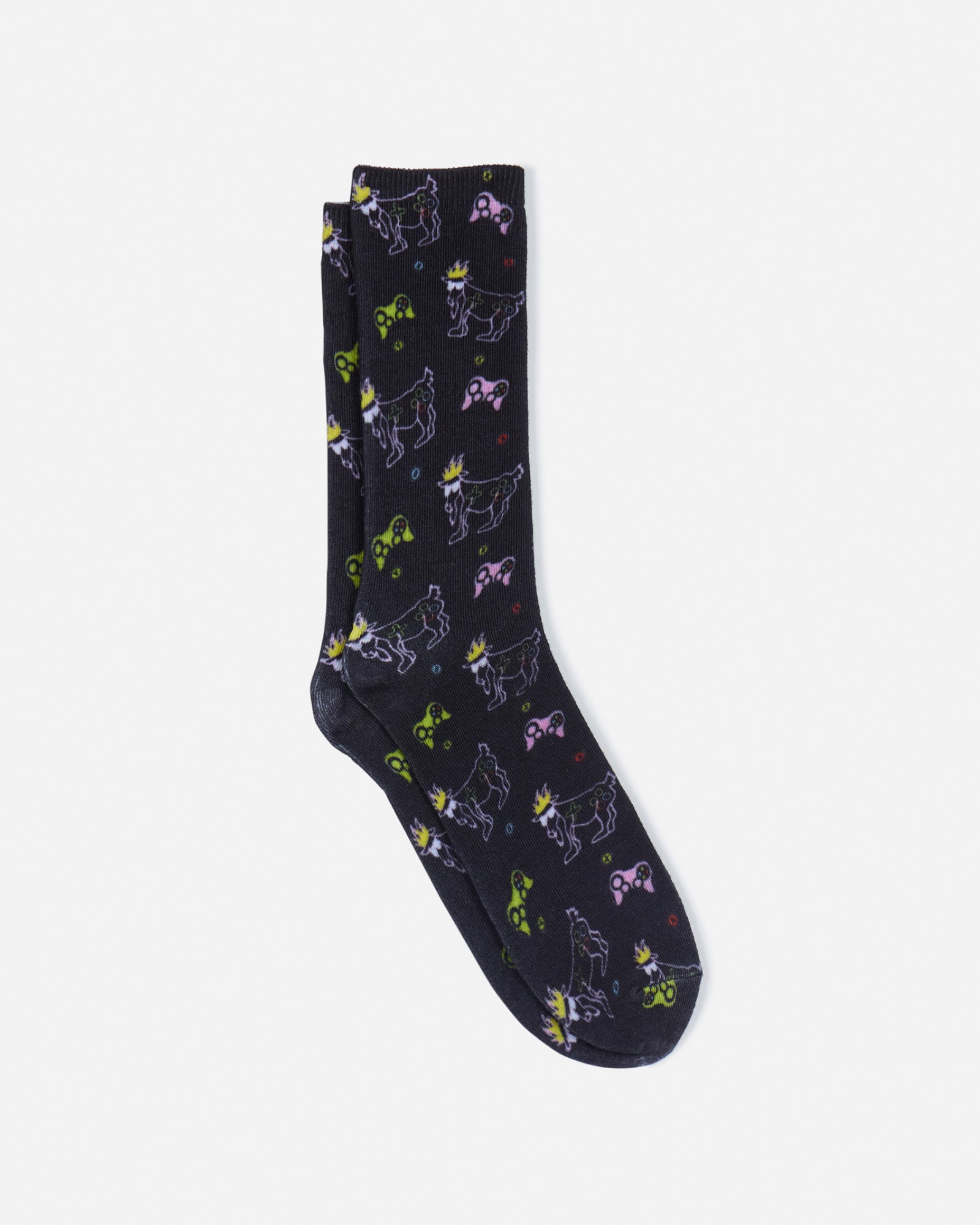 Laid out socks with gamer goat design
