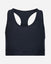 Black sports bra with 'GOAT USA' branding on a light gray background
