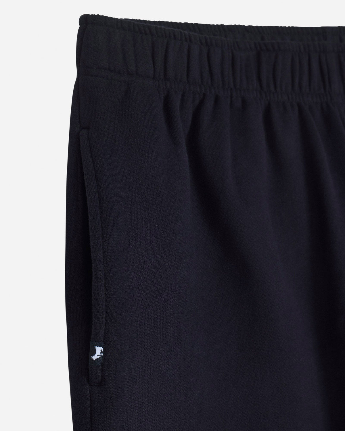 Close-up of pocket on black sweatpants