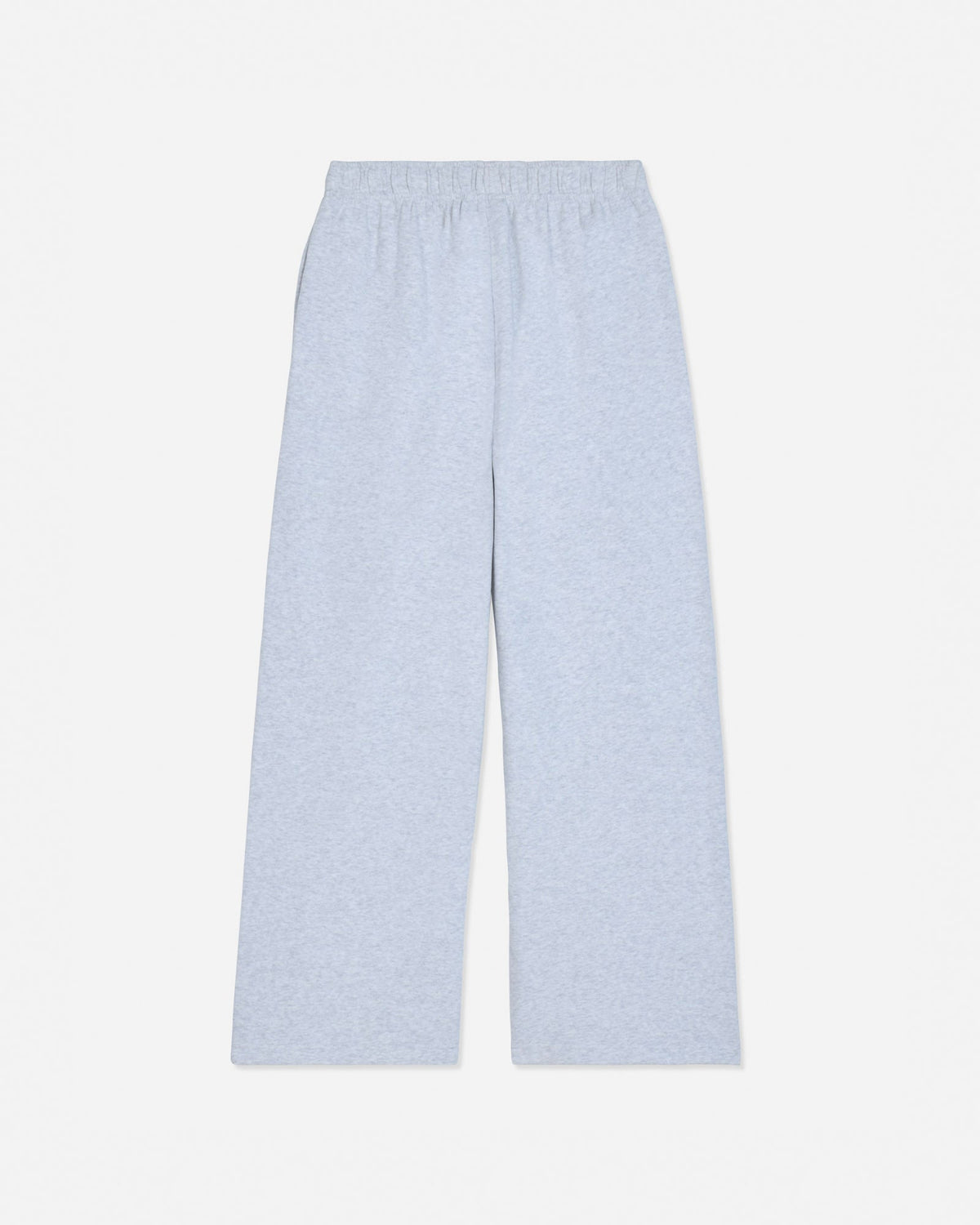 Back of gray heather wide leg sweatpants