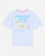 White oversized t-shirt that says 'Breakfast Lovers Club' with various breakfast items
