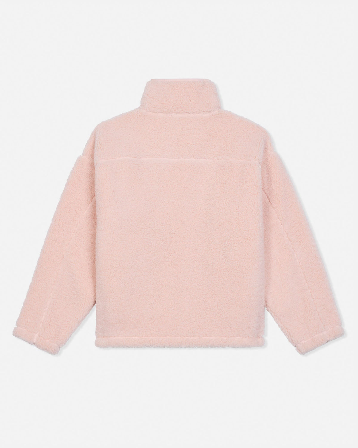 A light pink fleece pullover jacket, shown from the back on a clean white background.