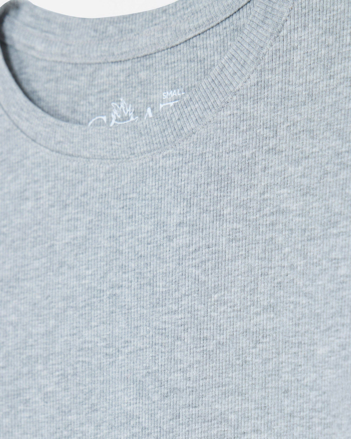 Close-up of gray ribbed tee