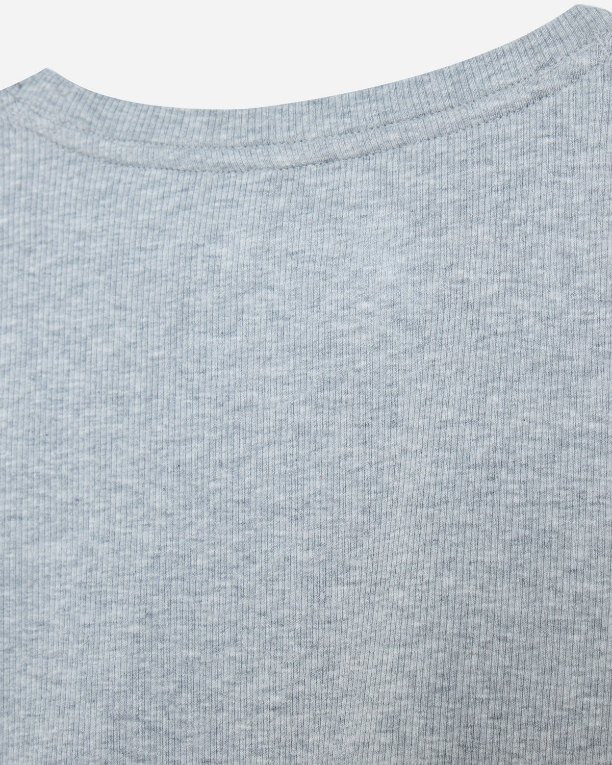 Back of gray ribbed tee
