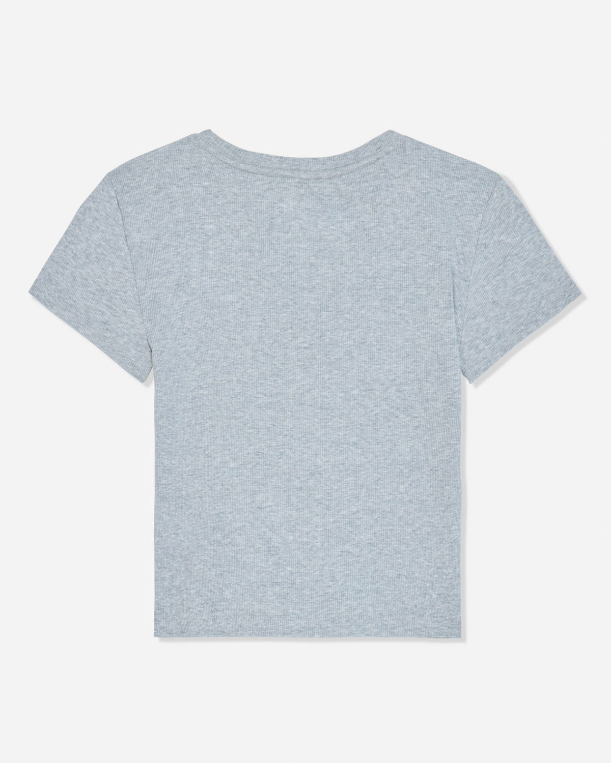 Back of gray ribbed tee