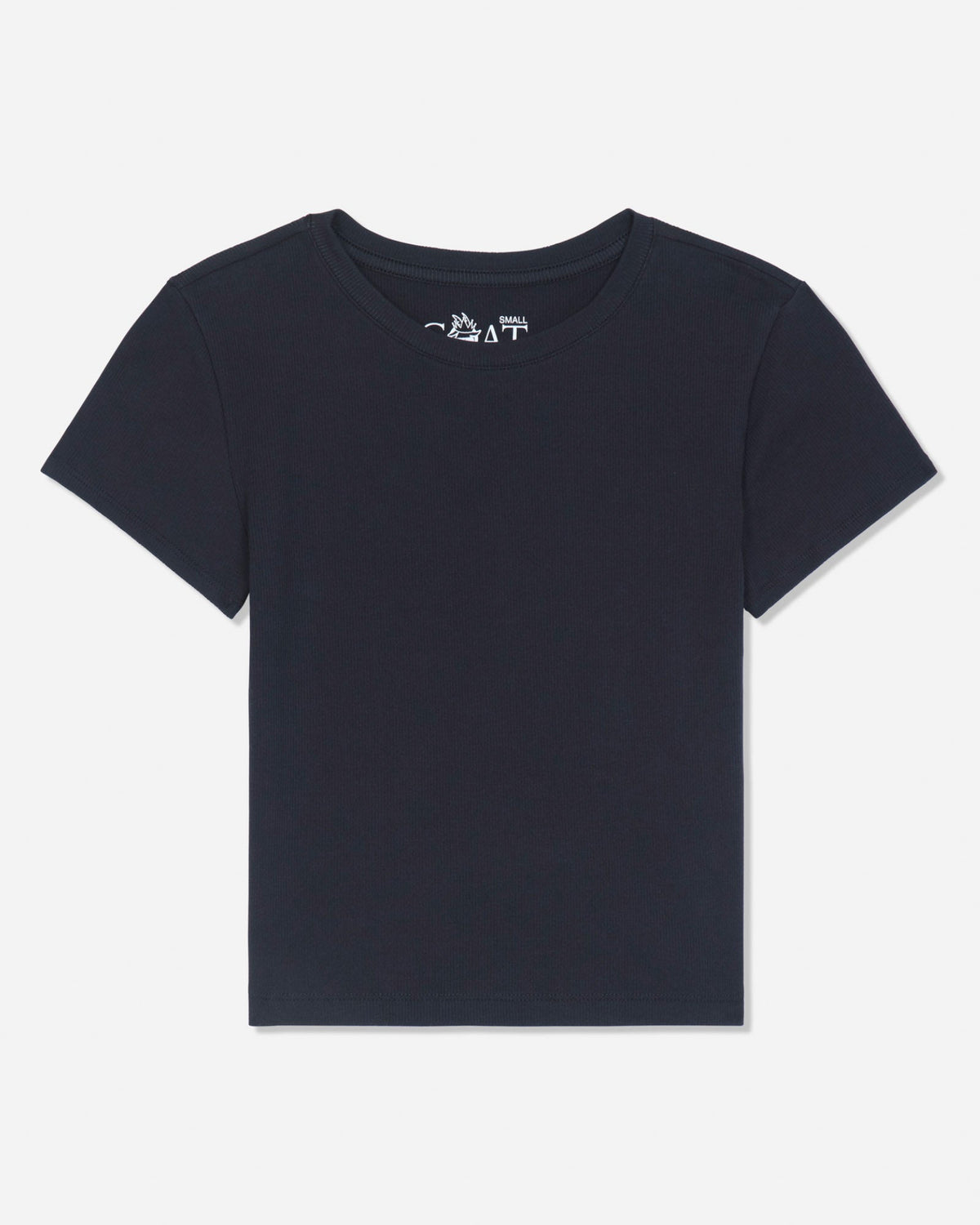 Front of black ribbed tee