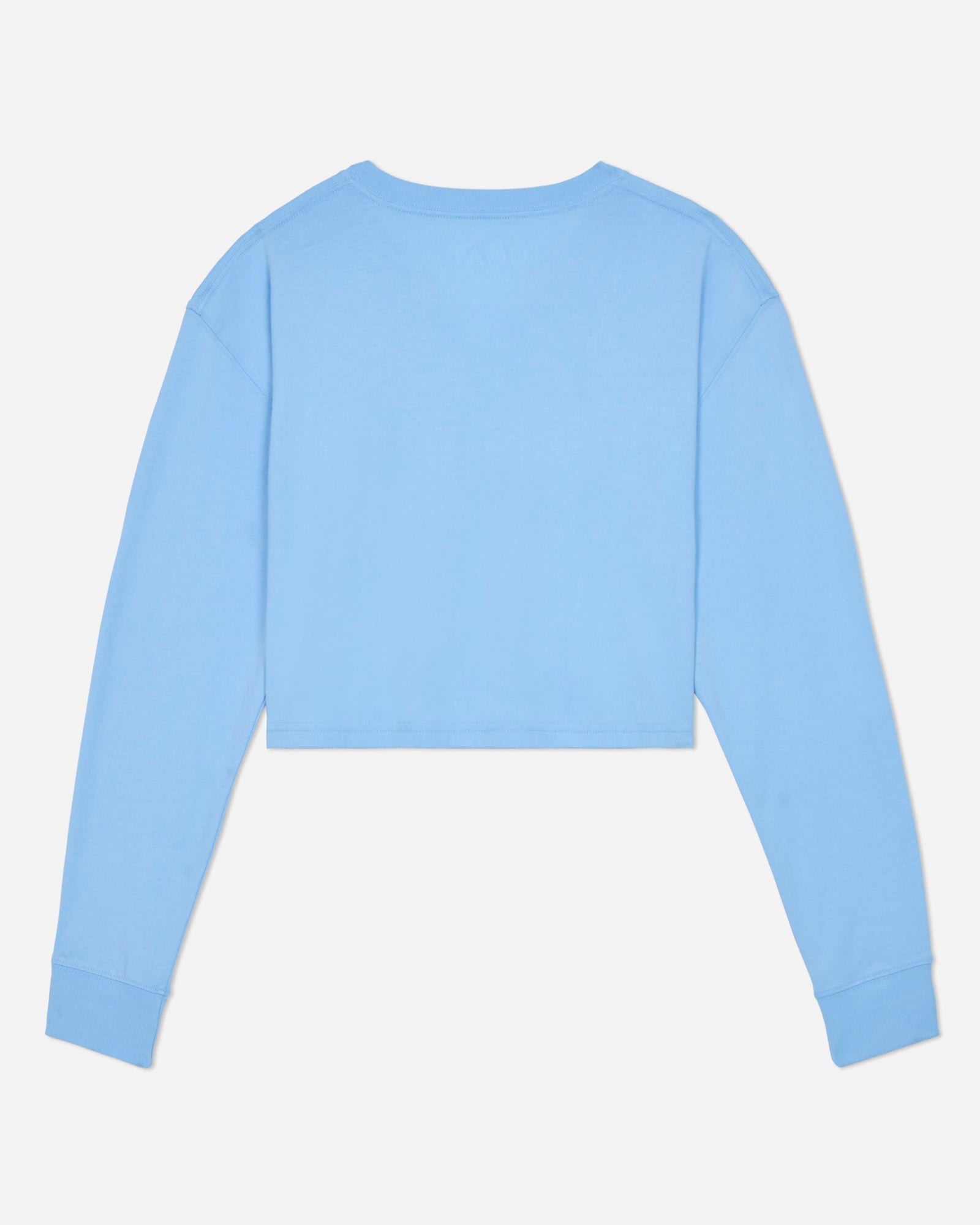 Light blue long-sleeve top on a light gray background