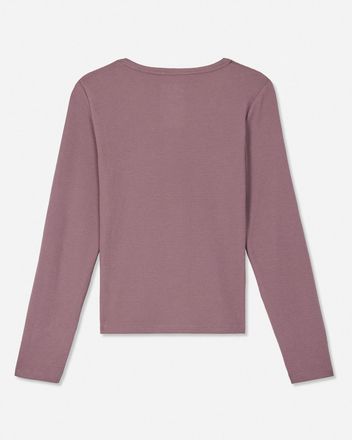 A long-sleeve crewneck top in a dusty mauve or muted rose color, shown from the back on a clean white background.
