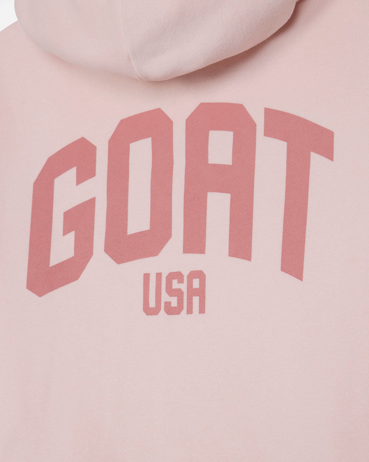 Close-up of back of pink cropped hooded sweatshirt