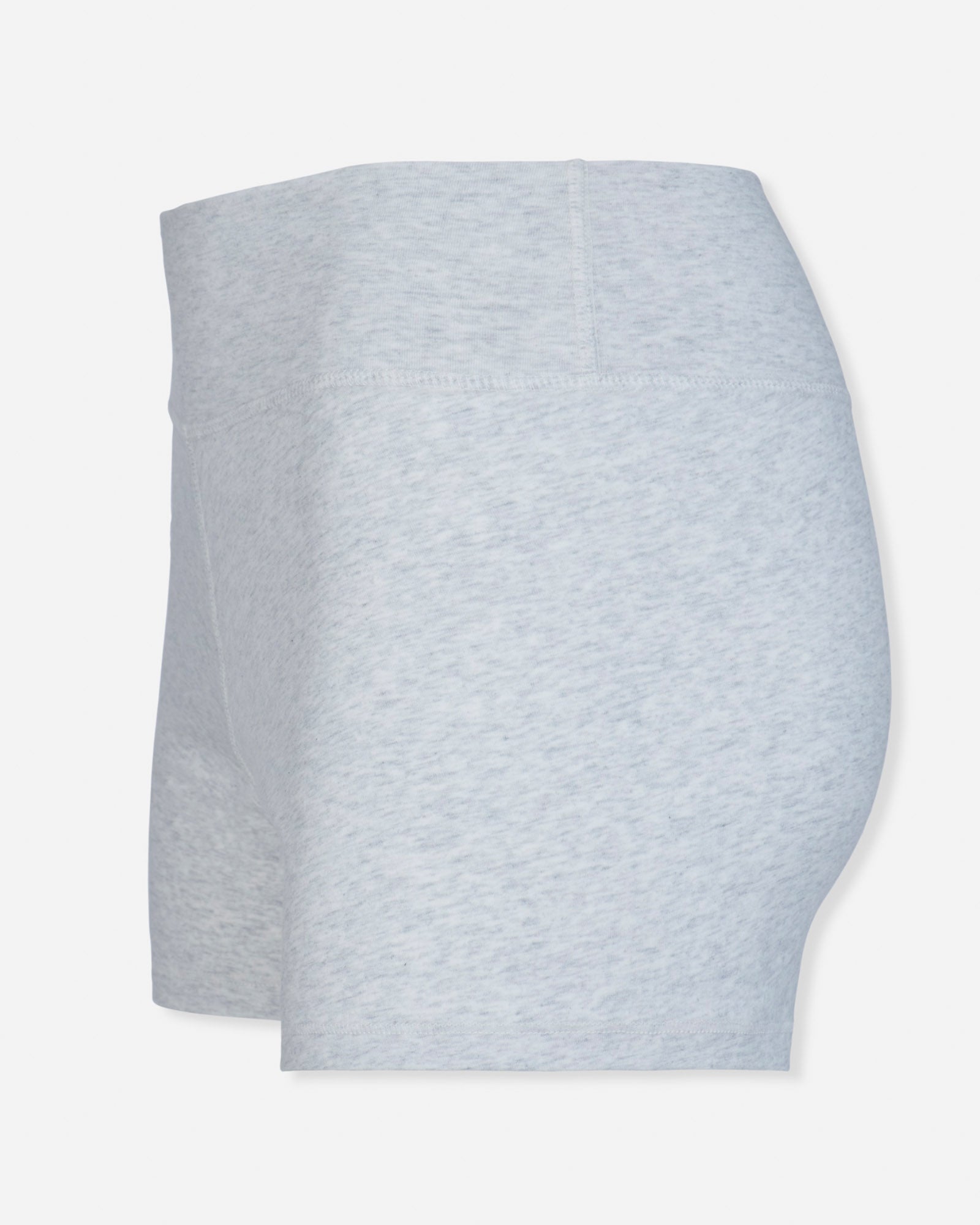 Angled view of pale gray heather biker shorts#color_pale-gray-heather