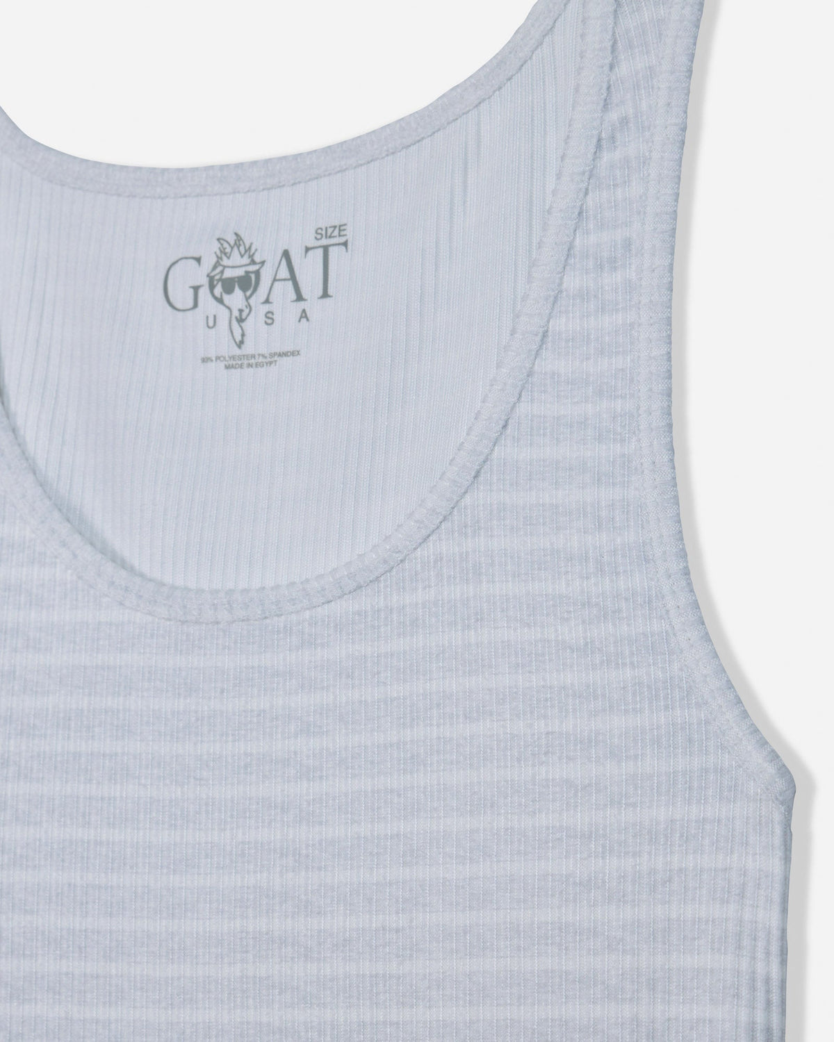 Close-up of front of pale gray heather pajama tank