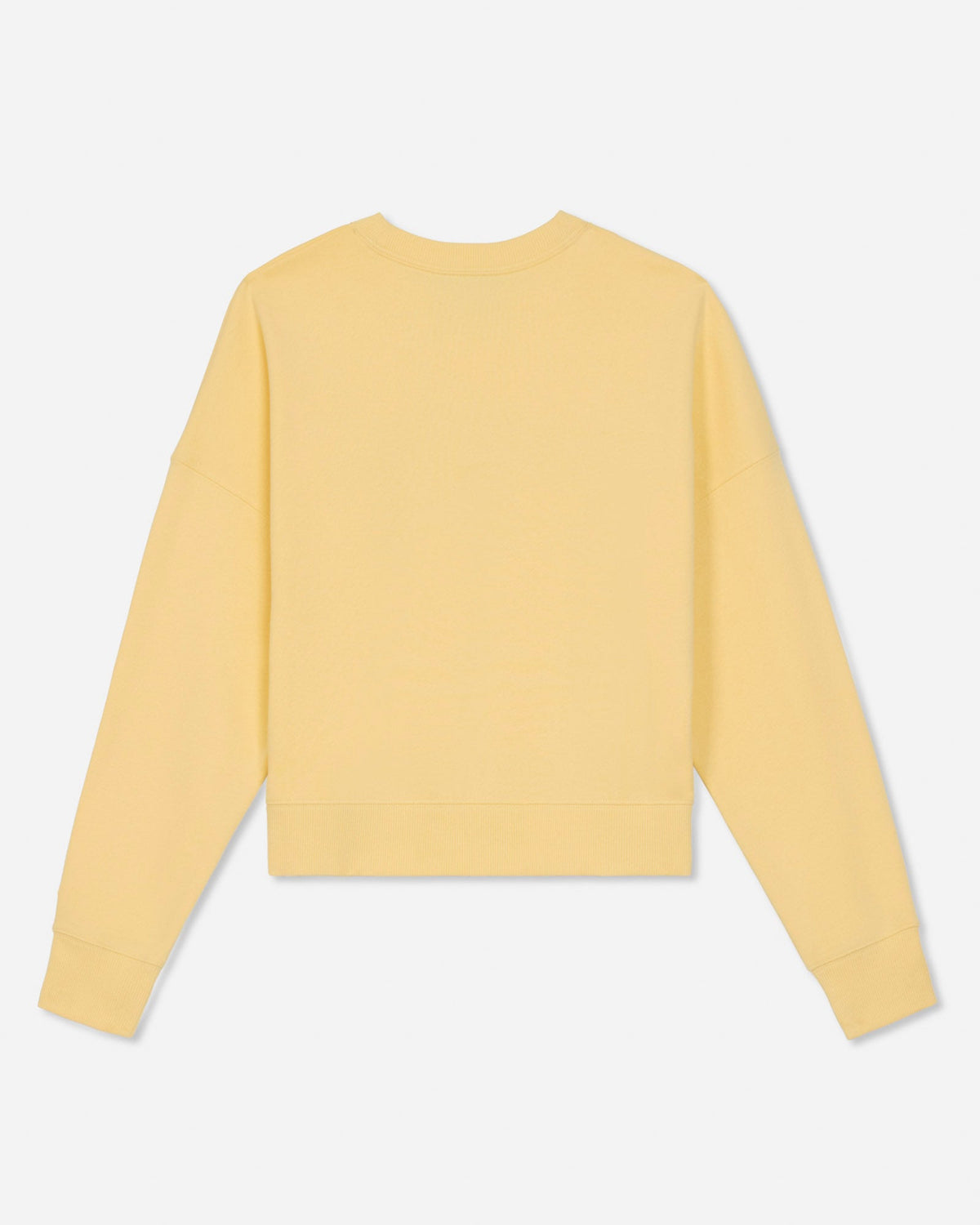 Back of oversized corn milk crewneck
