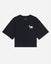 Black oversized crop top with white goat design#color_black
